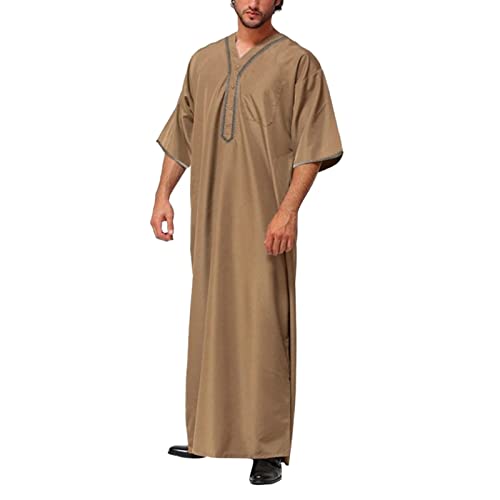 Briskorry Muslimische Robe Herren Einfarbig Muslimisches Kleid Ethnische Islamischen Dubai Robe Männer Muslimische Kleider Ramadan Roben Taiji Kleidung Kaftan Kittel von Briskorry