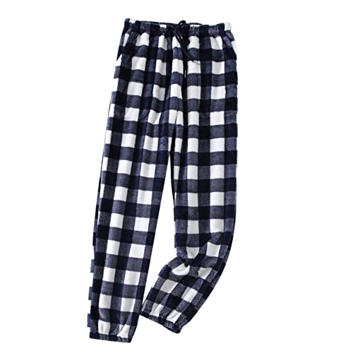 Briskorry Pyjama Damen Flauschig Lang Pyjama Hose Klassisch Karierter Druck Schlafhose Plüsch Warm Winter Flanellhose Plüsch Hose Schlafanzughose Fleecehose Kuschelhose Pyjamahose von Briskorry