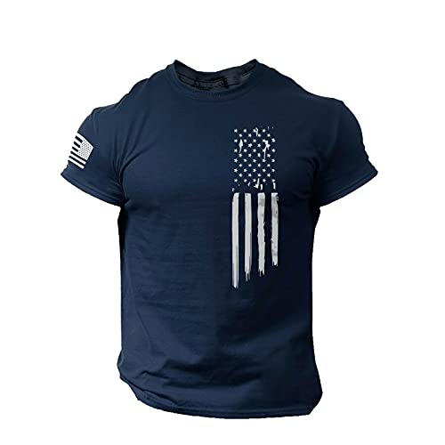 Briskorry Tshirt Herren Slim Fit Fitness Oberteil Shirts Amerikanische Flagge Drucken Workout Shirt Sport Muscle-Shirt Kurzarm Sportswear Casual Kurzarm T-Shirt Baumwollmischung von Briskorry