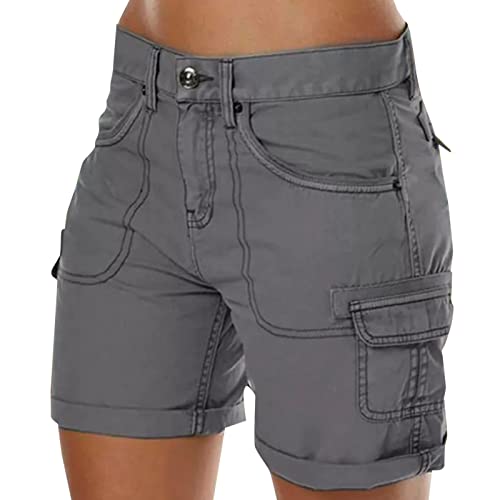 Shorts Damen Sommer Cargohose Kurze Bermuda Shorts High Waist Leichte Cargo Shorts Wanderhose Outdoor Sportshort Freizeithose mit Mehrfach-Taschen von Briskorry