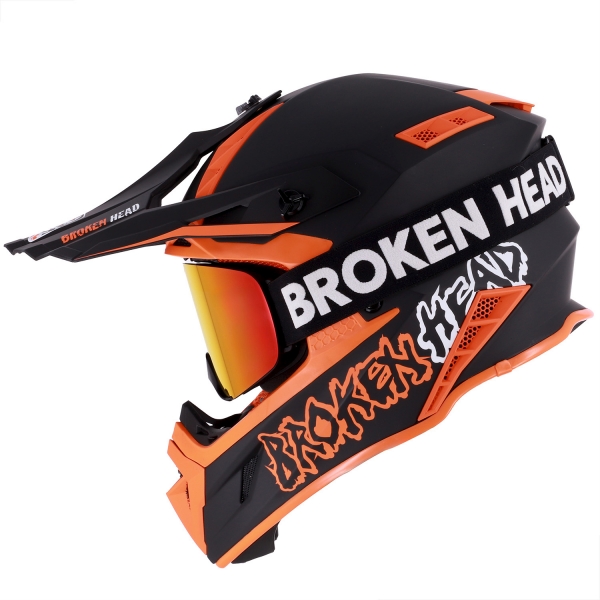 Broken Head Crosshelm Hunter Light Orange + MX-Brille Struggler Mit... von Broken Head