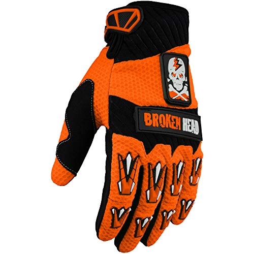 Broken Head MX-Handschuhe Faustschlag - Motorrad-Handschuhe Für Motocross, Enduro, Mountainbike - Orange - Größe S von Broken Head