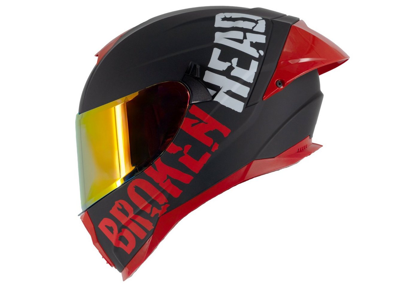 Broken Head Motorradhelm BeProud Pro Sport Rot (Mit rot verpsiegeltem Visier), Sonnenblende von Broken Head