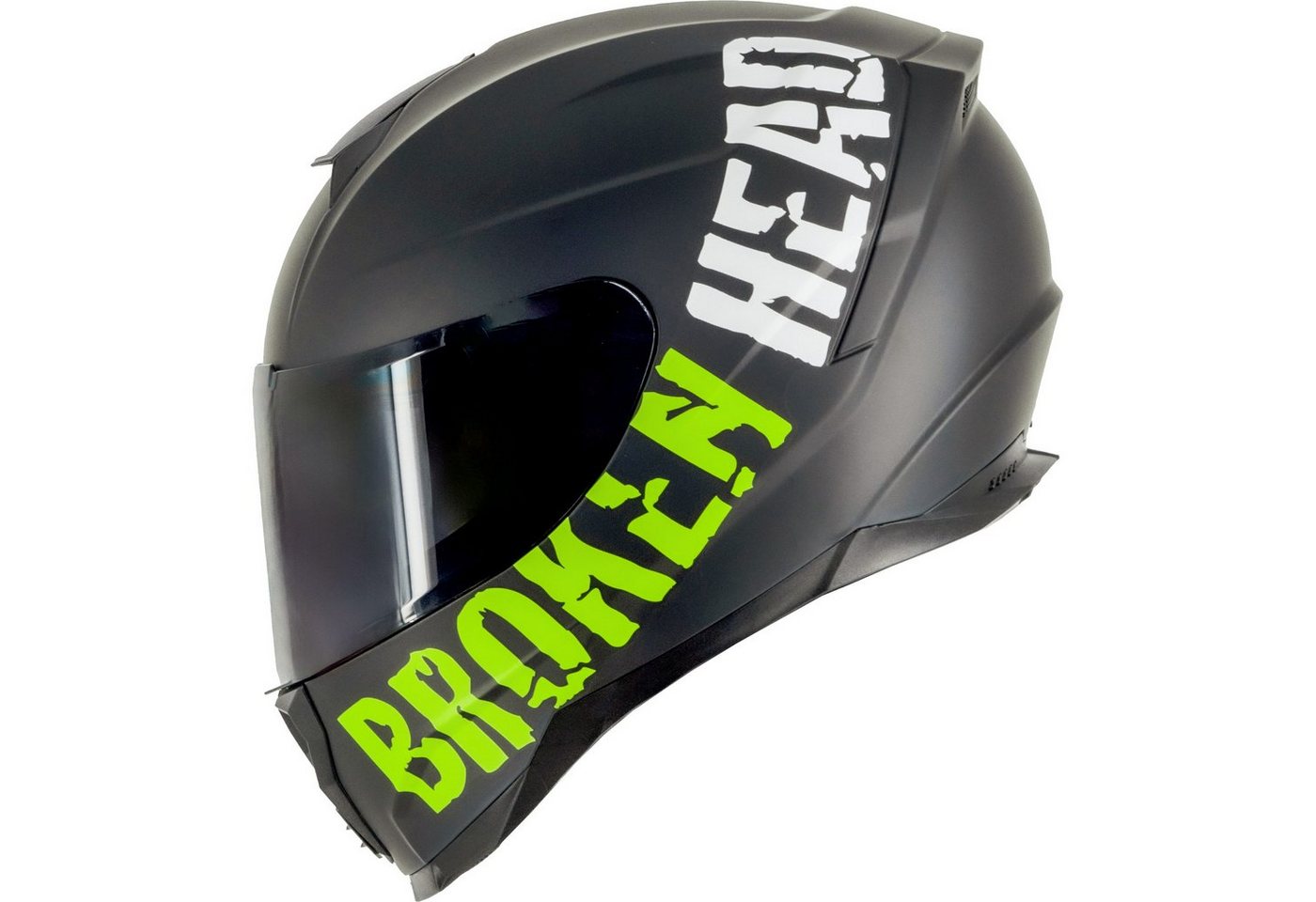 Broken Head Motorradhelm BeProud Sport Grün (Mit Schwarzem Visier), Hochwertiges Design von Broken Head