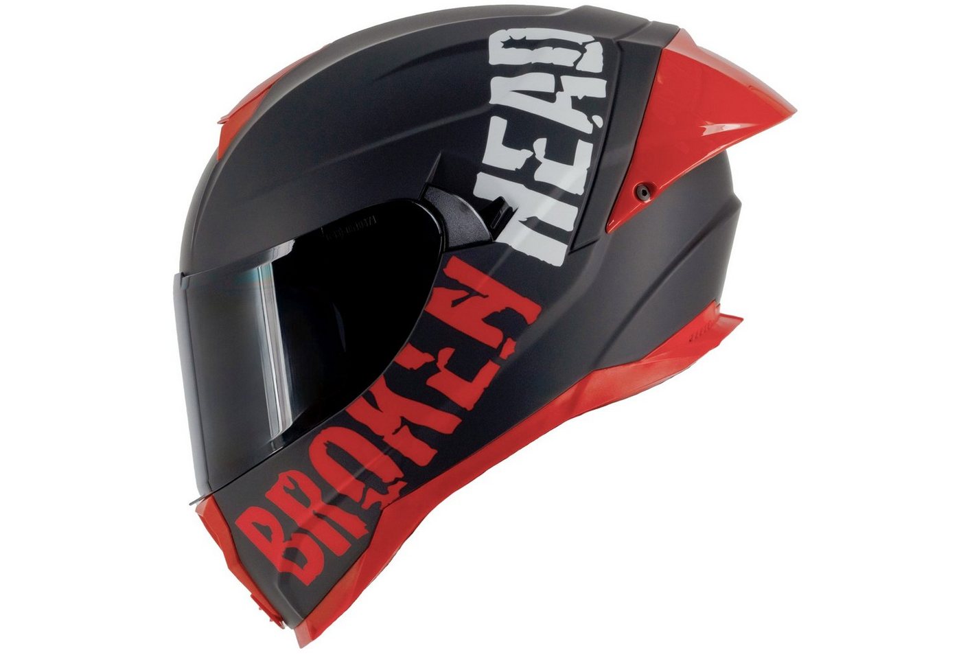 Broken Head Motorradhelm BeProud Pro Sport Rot (Mit Schwarzem Visier), Mit Sonnenblende von Broken Head
