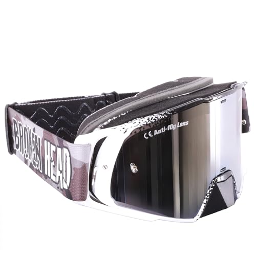 Broken Head Regulator MX Google Schwarz-Weiß mit verspiegeltem Glas - Motorrad-Brille Für Motocross, Enduro, Downhill, Offroad - Mit UV-Schutz von Broken Head