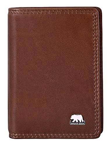 Brown Bear Notizblock-Etui A8 Leder Braun Unisex für Damen und Herren, Echtleder Mini-Schreibmäppchen klein, Karten-Etui mit RFID-Schutz für Bankkarten & Ausweise, ca. 7.5 x 10.8 cm von Brown Bear