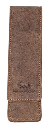 Brown Bear Schreibgeräte-Etui Leder Braun Vintage für 2 Stifte, hochwertiges Echtleder mit Magnet-Verschluss, BB Golf 80-2 hbr von Brown Bear