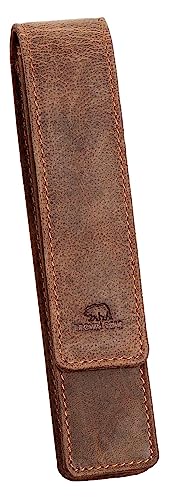 Brown Bear Schreibgeräte-Etui Leder Braun für 1 Stift, hochwertiges Echtleder Vintage mit Magnet-Verschluss, BB Golf 80-1 hbr von Brown Bear