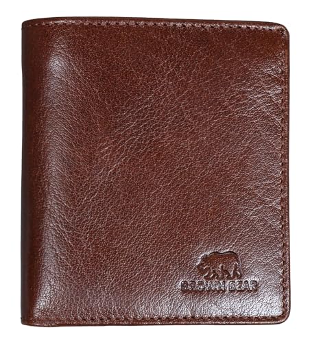 Brown Bear RFID-Schutz Geldbörse klein mit Münzfach - Echt-Leder Farbe Braun - Mini Geldbeutel für Damen & Herren - Portemonnaie mit 8 Kartenfächer von Brown Bear