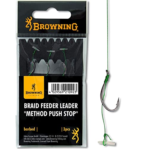 Browning Bronze 6 Braid Feeder Leader Method Push Stop 6,4kg,14lbs 0,12mm 10cm 3Stück, 6 von Browning
