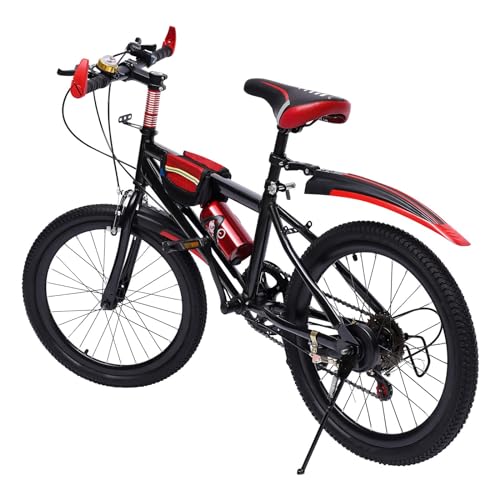 Brride Mountainbike 20 Zoll Kinderfahrrad, Doppelscheibenbremse Fahrräder mit Wasserbecherhalter und Kompass-Glocke, Geschenke für Jungen und Mädchen von Brride