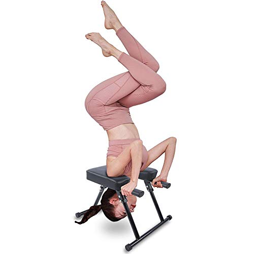 Brrnoo Yoga Kopfstand Hocker, klappbarer Inversionsstuhl Multifunktionale Fitness Yoga Kopfstand Stuhl Inversionsbänke für Home Fitness Kopfstandtraine von Brrnoo