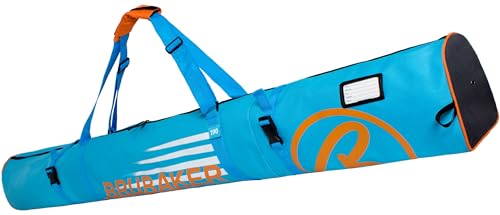 BRUBAKER Skitasche Carver Champion Blau Orange - Gepolsterter Skisack für 1 Paar Ski und Stöcke - Reißfester Ski Bag 190 x 34 x 34 cm von BRUBAKER