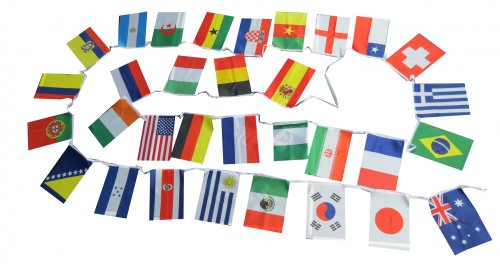 BRUBAKER Wimpelkette Flaggenkette Länderflaggen international 32 Länder Fahnen ca. 11 m Länge von BRUBAKER