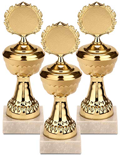 BRUBAKER 12-teiliges Set goldene Trophäen Pokale - Metallpokal auf Marmor Sockel 21 cm - Preise für Gewinner Sieger Sportveranstaltungen Kindergeburtstage von BRUBAKER