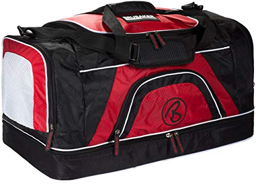 BRUBAKER 'Big Base' XXL Sporttasche 90 L mit großem Nassfach als Bodenfach + Schuhfach - Schwarz/Rot von BRUBAKER