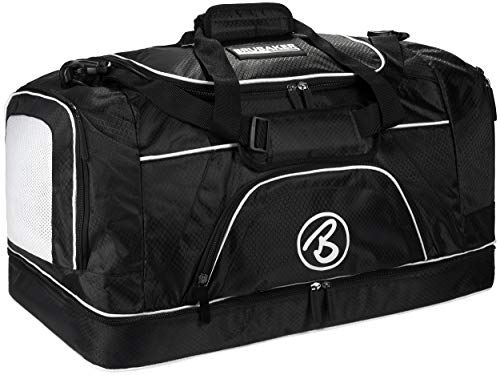 BRUBAKER 'Big Base' XXL Sporttasche 90 L mit großem Nassfach als Bodenfach + Schuhfach - Schwarz von BRUBAKER
