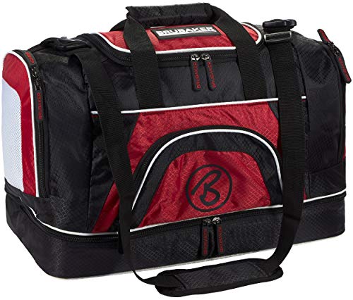 BRUBAKER 'Medium Base' Sporttasche 52 L mit großem Nassfach als Bodenfach + Schuhfach - Schwarz/Rot von BRUBAKER