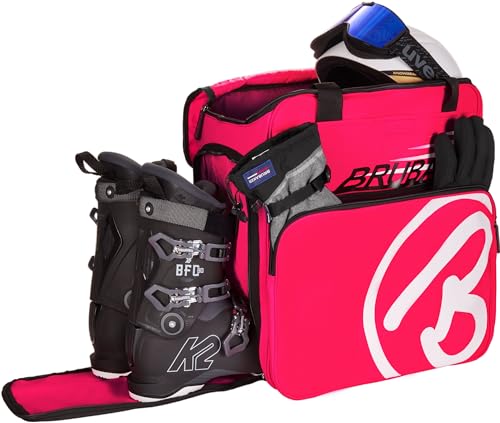 BRUBAKER Skischuhtasche Helmtasche Skischuhrucksack Super Champion Pink Weiss - Limited Edition - von BRUBAKER