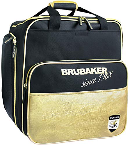 BRUBAKER Super St. Moritz Skischuhtasche Helmtasche Rucksack-Tragesystem mit Schuhfach - Schwarz Gold von BRUBAKER