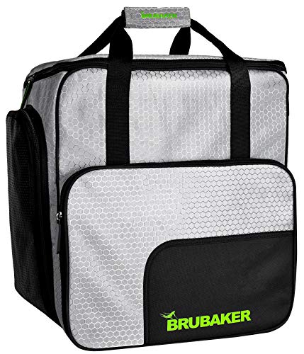 BRUBAKER SuperTec Skischuhtasche Helmtasche Rucksack mit Schuhfach - Silber Grün von BRUBAKER