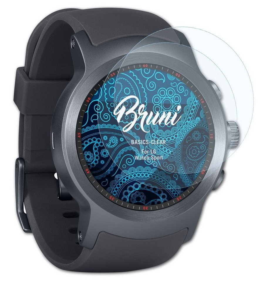 Bruni Schutzfolie Glasklare Displayschutzfolie für LG Watch Sport, (2 Folien), praktisch unsichtbar von Bruni