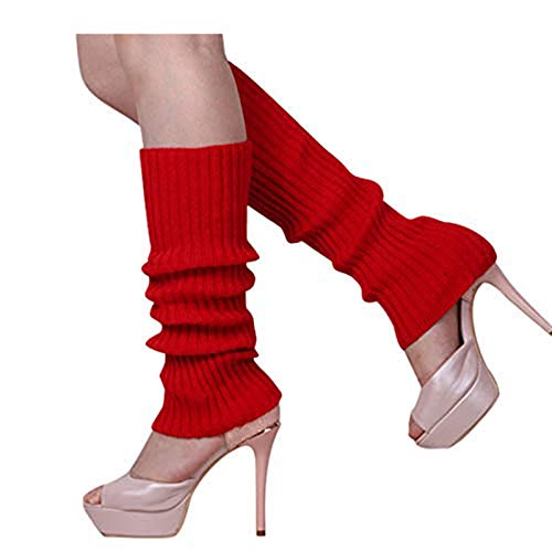 Brüssel08 Damen Winter-Beinstulpen gestrickt, knickt, Lange Socken, lockerer Stil, ohne Fuß, Candy, rot von Brussels