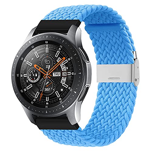 20mm Nylon Armband Geflochtenes Ersatzarmband Kompatibel mit Samsung Galaxy Watch 4/Active 2 40mm/44mm Huawei Watch 2/2 pro Sport Uhrenarmband mit Edelstahl Verschluss (Blau,20mm) von BrynnShop