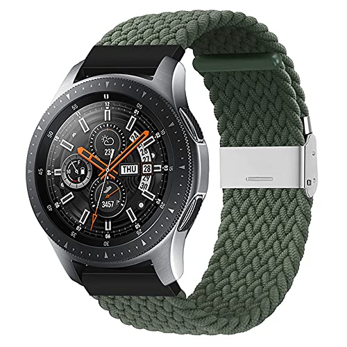 BrynnShop 20mm Nylon Armband Geflochtenes Ersatzarmband Kompatibel mit Samsung Galaxy Watch 4/Active 2 40mm/44mm Huawei Watch 2/2 pro Sport Uhrenarmband mit Edelstahl Verschluss (Dunkelgrün,20mm) von BrynnShop