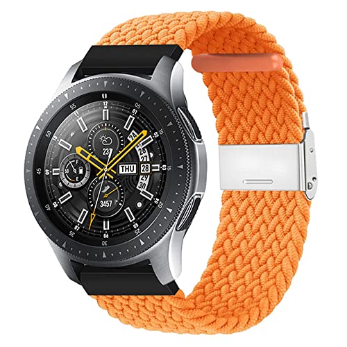 20mm Nylon Armband Geflochtenes Ersatzarmband Kompatibel mit Samsung Galaxy Watch 4/Active 2 40mm/44mm Huawei Watch 2/2 pro Sport Uhrenarmband mit Edelstahl Verschluss (Orange,20mm) von BrynnShop