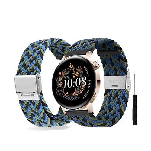 Armbänder Für Huawei GT3 42mm Armband Für Damen/Herren Nylon Sport Loop Geflochten Elastisch Mesh Ersatzband mit Verschluss Verstellbare Uhrenarmband Kompatibel mit Huawei GT3 42mm (23) von BrynnShop