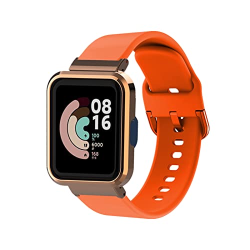 Armbänder Für Xiaomi Redmi Watch 2 Lite Armband Silikon + Metall Hülle Für Herren Damen Für Sport Wasserdicht Farbe Ersatzband mit Kompatibel mit Xiaomi Redmi Watch 2 Lite (Orange) von BrynnShop