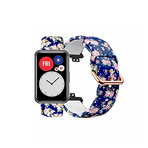 Armband Kompatibel mit Huawei Watch Fit Armband Für Herren Damen Silikon Armbänder Muster Ersatzband mit Schnalle Minimalismus Verstellbare Uhrenarmband Für Huawei Watch Fit (11) von BrynnShop