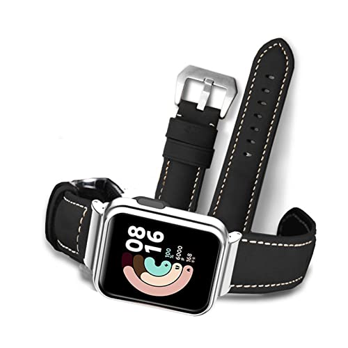Armband Kompatibel mit Xiaomi Mi Watch Lite/Redmi Armband + Metall Hülle Für Herren Damen Leder Armbänder Ersatzband mit Schnalle Uhrenarmband Für Xiaomi Mi Watch Lite/Redmi (Schwarz) von BrynnShop