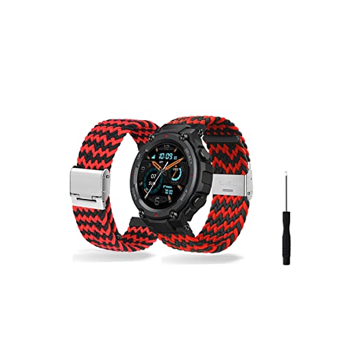 BrynnShop Armbänder Für Amazfit T Rex Pro/ Armband Nylon Sport Strap Geflochten Elastisch Mesh Damen/Herren Ersatzband mit Verschluss Uhrenarmband Kompatibel (12) von BrynnShop