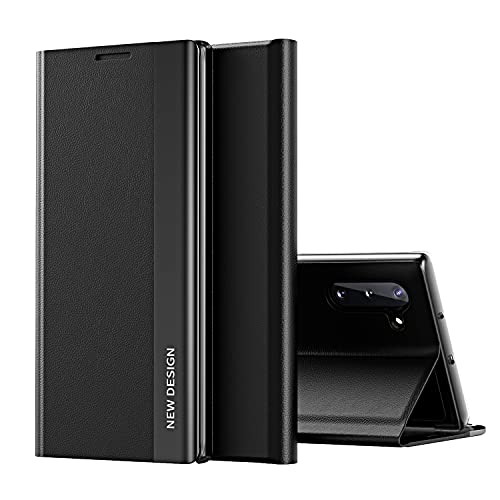 Handyhülle Klappbar für Samsung Note 10 Plus Hülle Leder Magnetisch Flip Case für Galaxy Note 10 Plus Klapphülle mit Ständer Schutzhülle 360 Grad Stoßfest Note 10+ Lederhülle (Schwarz) von BrynnShop