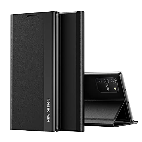 Handyhülle Klappbar für Samsung S10 Lite Hülle Leder Magnetisch Flip Case für Galaxy S10 Lite Stoßfest Lederhülle 360 Grad Schutzhülle mit Ständer Ledertasche (Schwarz) von BrynnShop