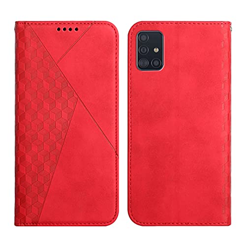 Hülle für Galaxy A71 Samsung Magnet Hülle Klappbar Leder Handyhülle für Samsung A71 Brieftasche mit Kartenfach Ständer Flip Case für Galaxy A71 360 Stoßfeste Schutzhülle (Rot) von BrynnShop
