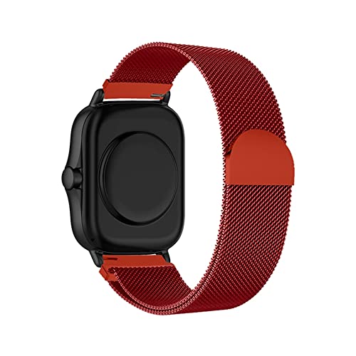 BrynnShop Kompatibel mit Amazfit GTS 2 Mini Armband Metall 20mm Magnet Edelstahl Ersatzarmband für Amazfit GTS/GTS 2/GTS 2e/GTS 2 Mini/Amazfit GTS 3 Metall Mesh Uhrenarmband (Rot,20mm) von BrynnShop