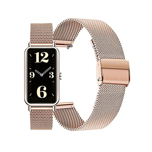 Kompatibel mit Huawei Watch Fit Mini Armband Metall Ersatzarmband Edelstahl Schnellspanner Uhrenarmband für Huawei Watch Fit Mini Metallarmband für Damen Mädchen (Roségold,fit Mini) von BrynnShop