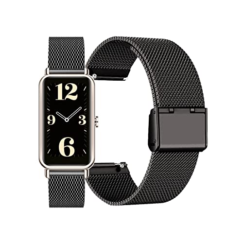 BrynnShop Kompatibel mit Huawei Watch Fit Mini Armband Metall Ersatzarmband Edelstahl Schnellspanner Uhrenarmband für Huawei Watch Fit Mini Metallarmband für Damen Mädchen (Schwarz,fit Mini) von BrynnShop