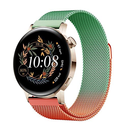 Metall Armband Kompatibel mit Huawei Watch GT 2 42mm/ Huawei Watch GT2 46mm/ Watch GT2e/ GT2 Pro Armband Edelstahl Ersatz Bunt Mesh mit Magnetische Für Herren Damen Uhrenarmband (A,GT 2 42mm) von BrynnShop