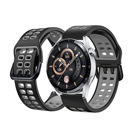 Silikon Armbänder Für Huawei Watch GT3 42mm/ 46mm Armband Für Herren Damen Sport Weiche Wasserdicht Ersatzband mit Kompatibel mit Huawei Watch GT3 42mm/ 46mm (Schwarz,46mm) von BrynnShop