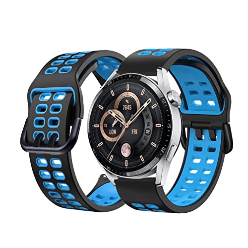 Silikon Armbänder Für Huawei Watch GT3 42mm/ 46mm Armband Für Herren Damen Sport Weiche Wasserdicht Ersatzband mit Kompatibel mit Huawei Watch GT3 42mm/ 46mm (blau,46mm) von BrynnShop