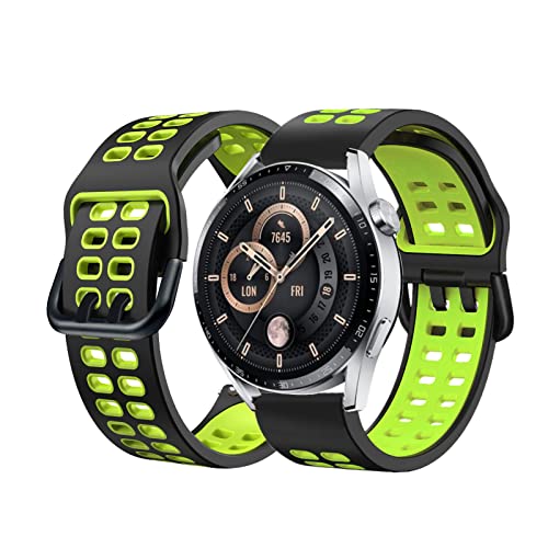 Silikon Armbänder Für Huawei Watch GT3 42mm/ 46mm Armband Für Herren Damen Sport Weiche Wasserdicht Ersatzband mit Kompatibel mit Huawei Watch GT3 42mm/ 46mm (grün,46mm) von BrynnShop