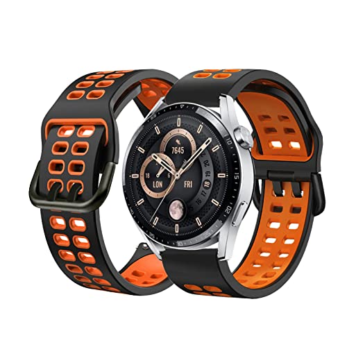 Silikon Armbänder Für Huawei Watch GT3 42mm/ 46mm Armband Für Herren Damen Sport Weiche Wasserdicht Ersatzband mit Kompatibel mit Huawei Watch GT3 42mm/ 46mm (orange 2,46mm) von BrynnShop