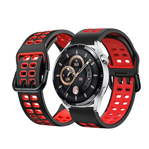 Silikon Armbänder Für Huawei Watch GT3 42mm/ 46mm Armband Für Herren Damen Sport Weiche Wasserdicht Ersatzband mit Kompatibel mit Huawei Watch GT3 42mm/ 46mm (rot,42mm) von BrynnShop