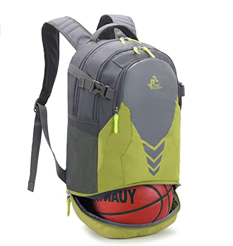 Bseash 35L Basketball Fußball Rucksack mit Boden Ballfach, große Kapazität Sport Rucksack Ausrüstung Turnbeutel für Jungen Mädchen Athleten (Lichtgrün) von Bseash