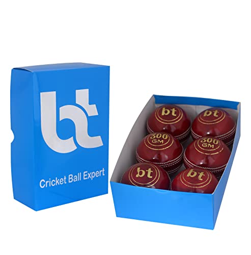 BT Cricketball / Cricketbälle, schwer, 300 g, Leder, Rot, 4 Stück von Bt cricket ball expert